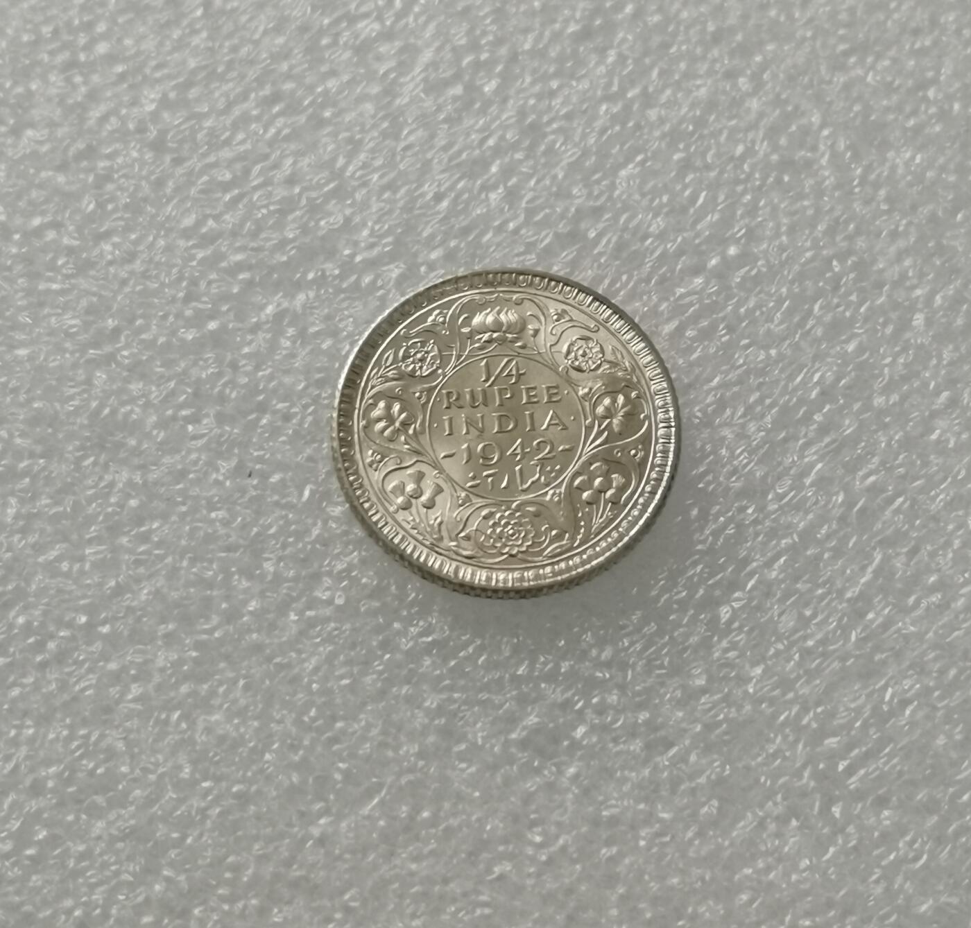 瓶子🏺第165期拍卖会#北京国际钱币博览会  英属印度1942年乔治六世1/4卢比银币  原光好品