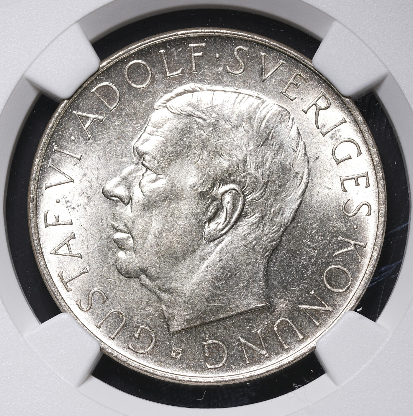 修遠堂世界钱币第四十六期 全场包邮 NGC MS64 1952年瑞典国王斯塔夫六世·阿道夫70大寿5克朗大银币