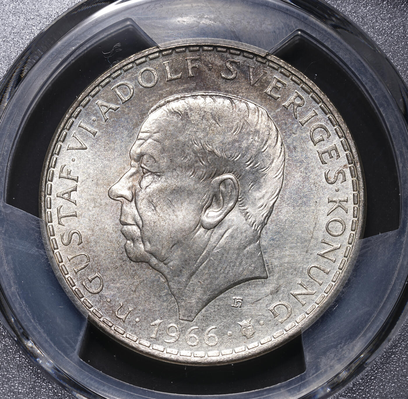 修遠堂世界钱币第四十六期 全场包邮 PCGS MS64 1966年瑞典宪法改革100周年纪念5克朗大银币