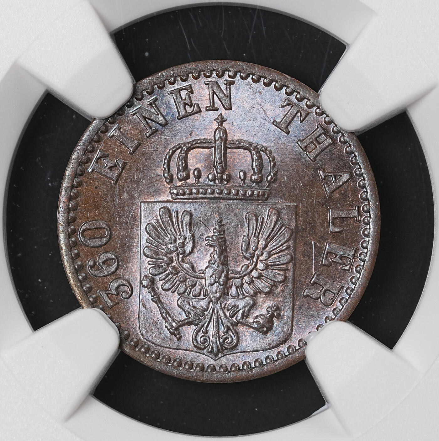 修遠堂世界钱币第四十六期 全场包邮 NGC MS64BN 1868年普鲁士1芬尼铜币