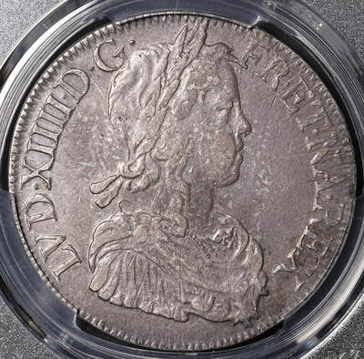 修遠堂世界钱币第四十六期 全场包邮 - PCGS AUD 1650年法国1埃居大银币 路易十四少年头像 K厂铭 非常稀少的年份和厂铭