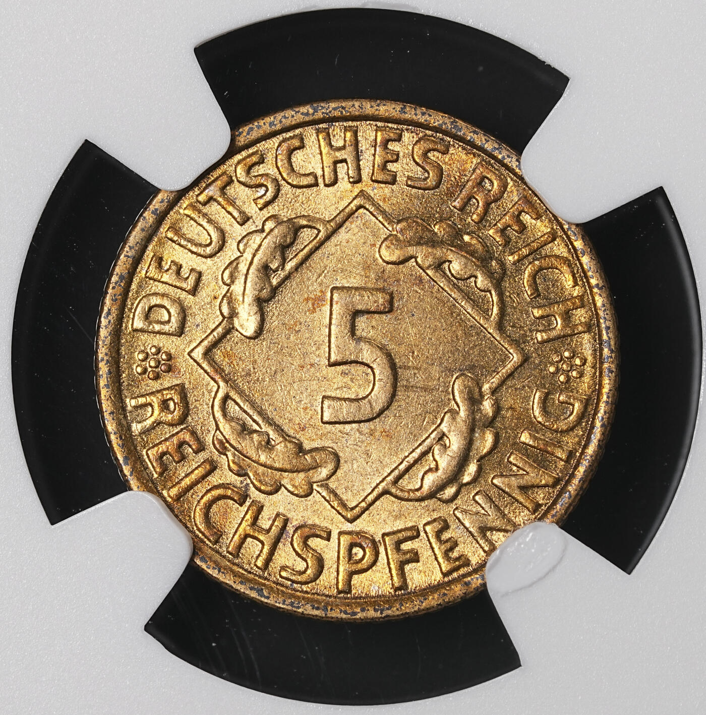 修遠堂世界钱币第四十六期 全场包邮 NGC MS63 1936年德国5芬尼铜币 F厂铭