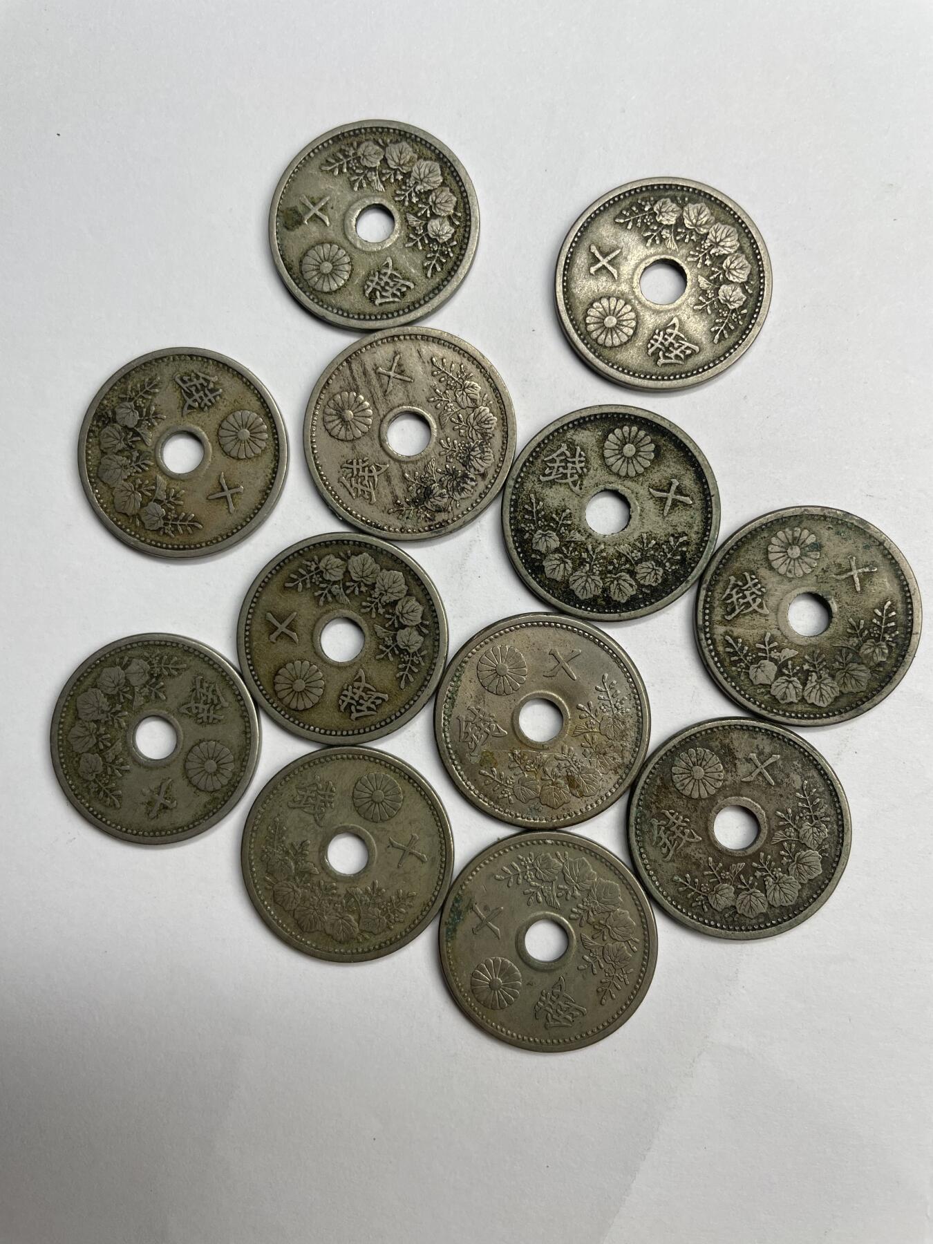 每日一拍，2024年集古藏今外币拍卖第十七期-第4场—（总第164拍），可以寄存60天，满160元包邮。 日本十钱12枚