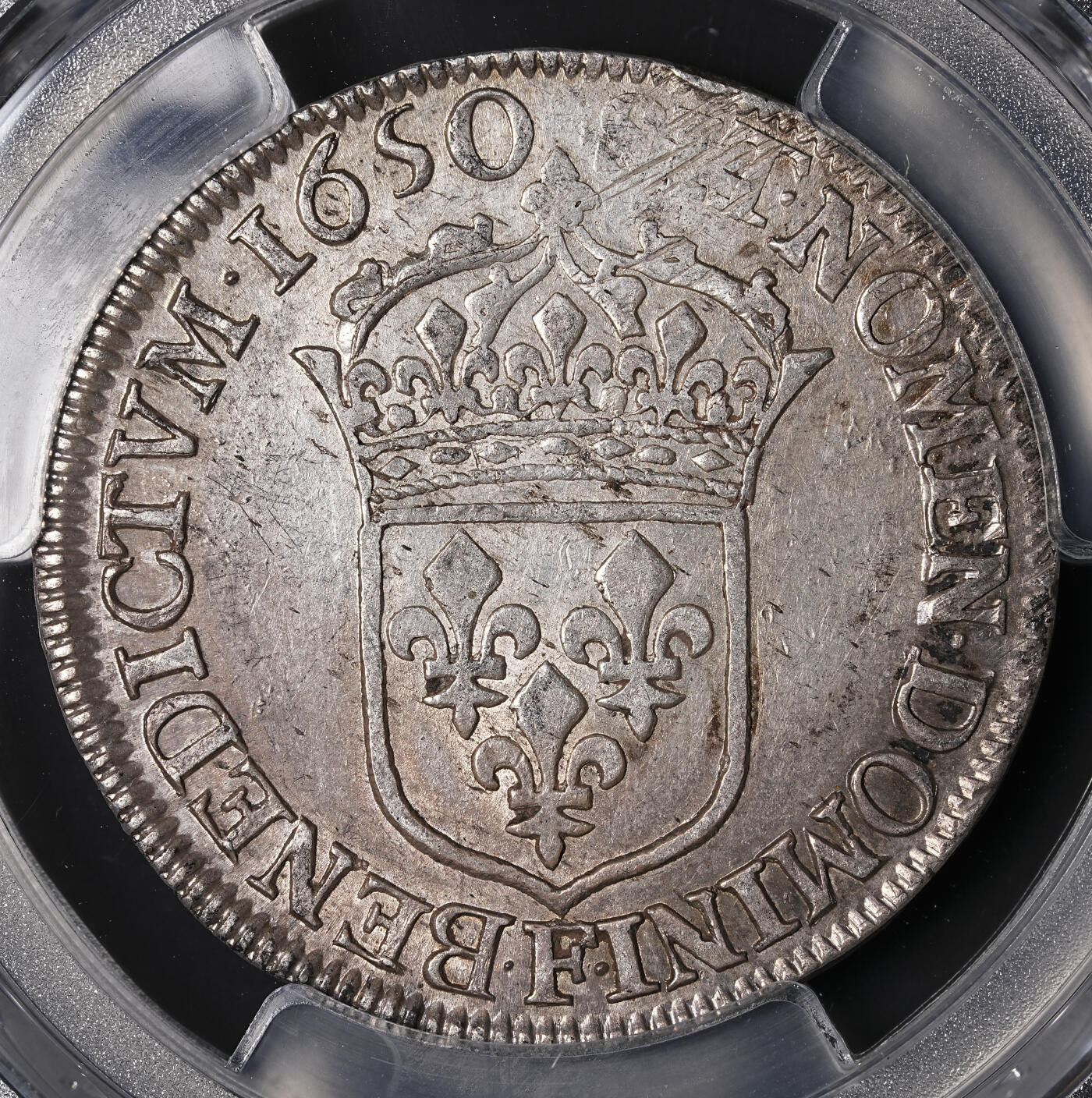 修遠堂世界钱币第四十六期 全场包邮 PCGS AUD 1650年法国1/2埃居银币 路易十四少年头像 F厂铭