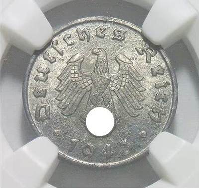 NGC MS65 德国第三帝国1943年1芬尼 难得开卷原光 - NGC MS65 德国第三帝国1943年1芬尼 难得开卷原光
