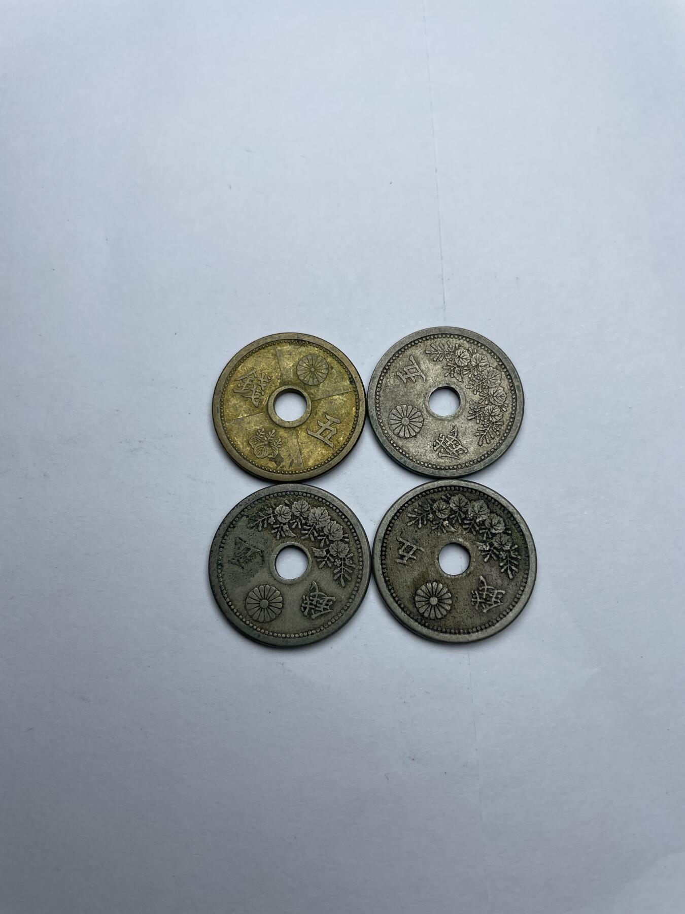 每日一拍，2024年集古藏今外币拍卖第十七期-第4场—（总第164拍），可以寄存60天，满160元包邮。 日本五钱4枚