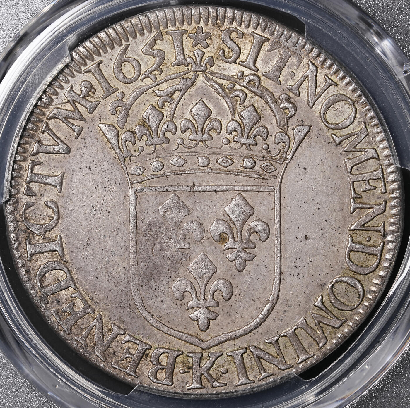 修遠堂世界钱币第四十六期 全场包邮 PCGS AUD 1651年法国1埃居大银币 路易十四少年头像 K厂铭