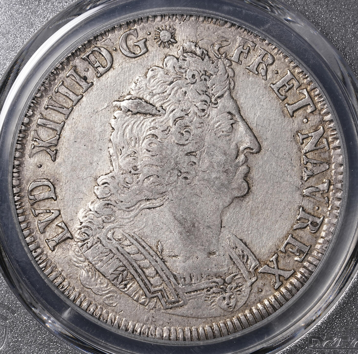 修遠堂世界钱币第四十六期 全场包邮 PCGS XFD 1694年法国1埃居大银币 路易十四头像 K厂铭
