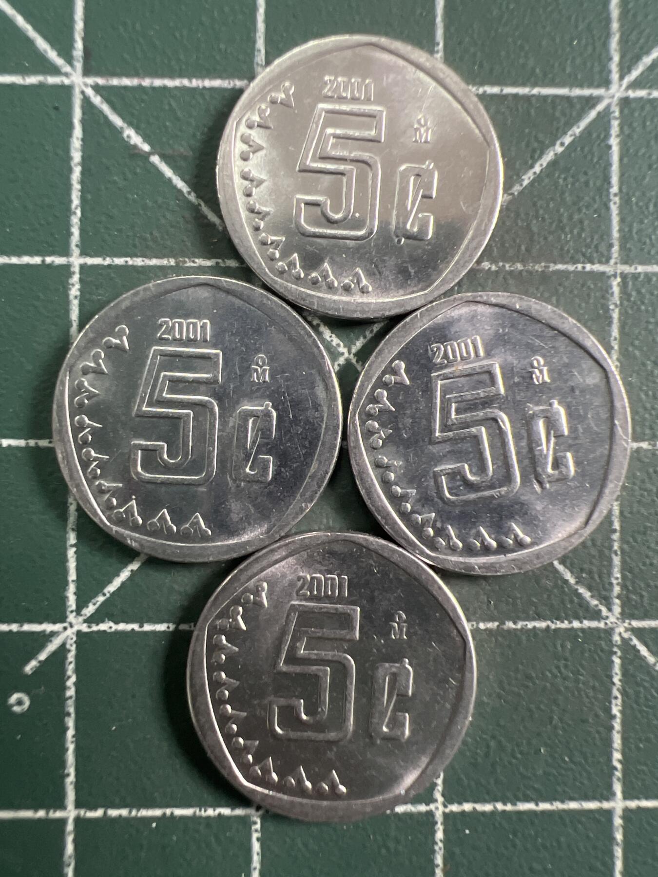 第745期  硬币专场 （无押金，捡漏，全场50包邮，偏远地区除外，接收代拍业务，本店十天发一次货） 墨西哥5C  四枚