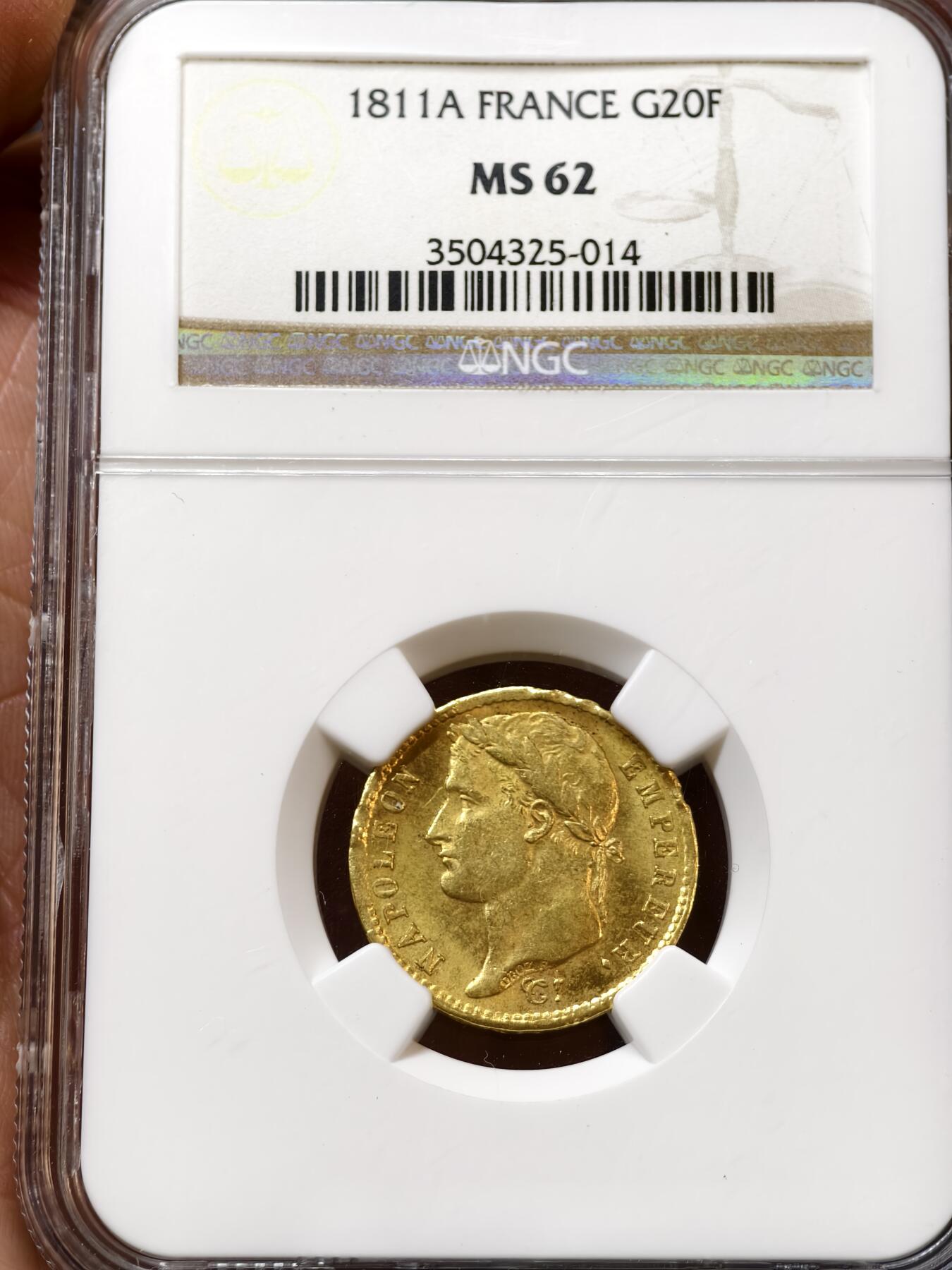 NGC-MS62法国1811年拿破仑一世20法郎金币