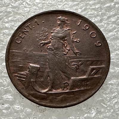 🌹外币初藏🌹🐯第94场 征集拍品 极速上拍 - 意大利1909年一分 原光好品