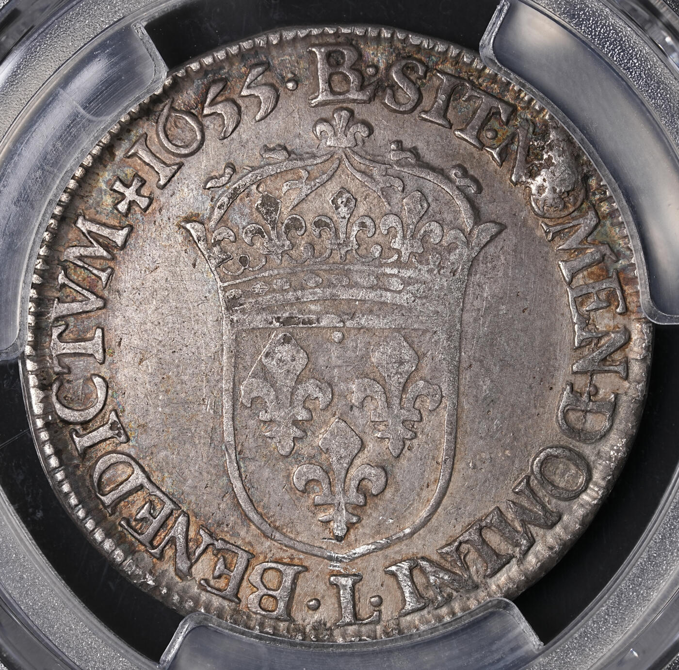 修遠堂世界钱币第四十六期 全场包邮 PCGS XFD 1655年法国1/2埃居银币 路易十四少年头像 L厂铭