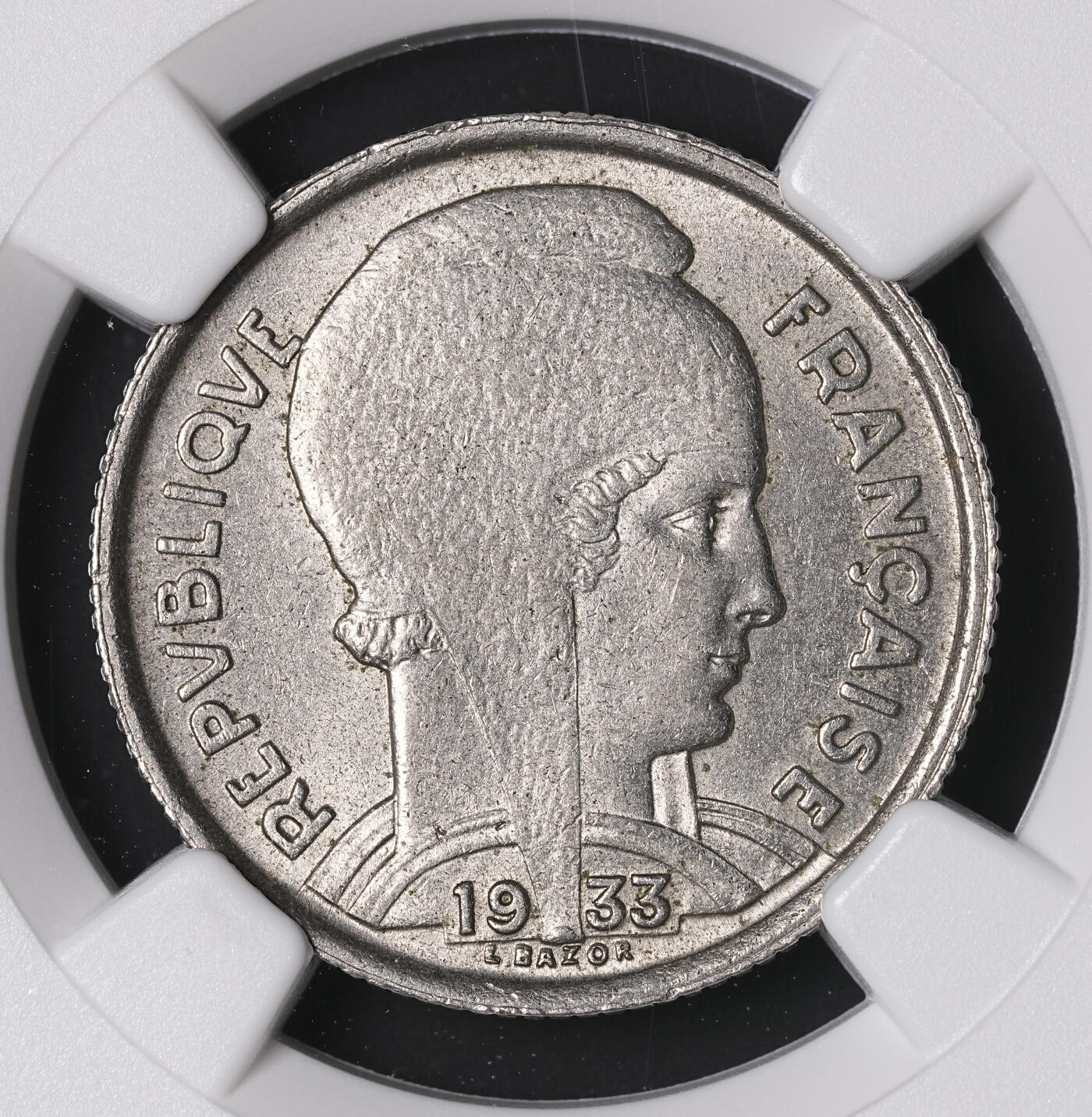 修遠堂世界钱币第四十六期 全场包邮 NGC MS64 1933年法国5法郎镍币 较少见品种