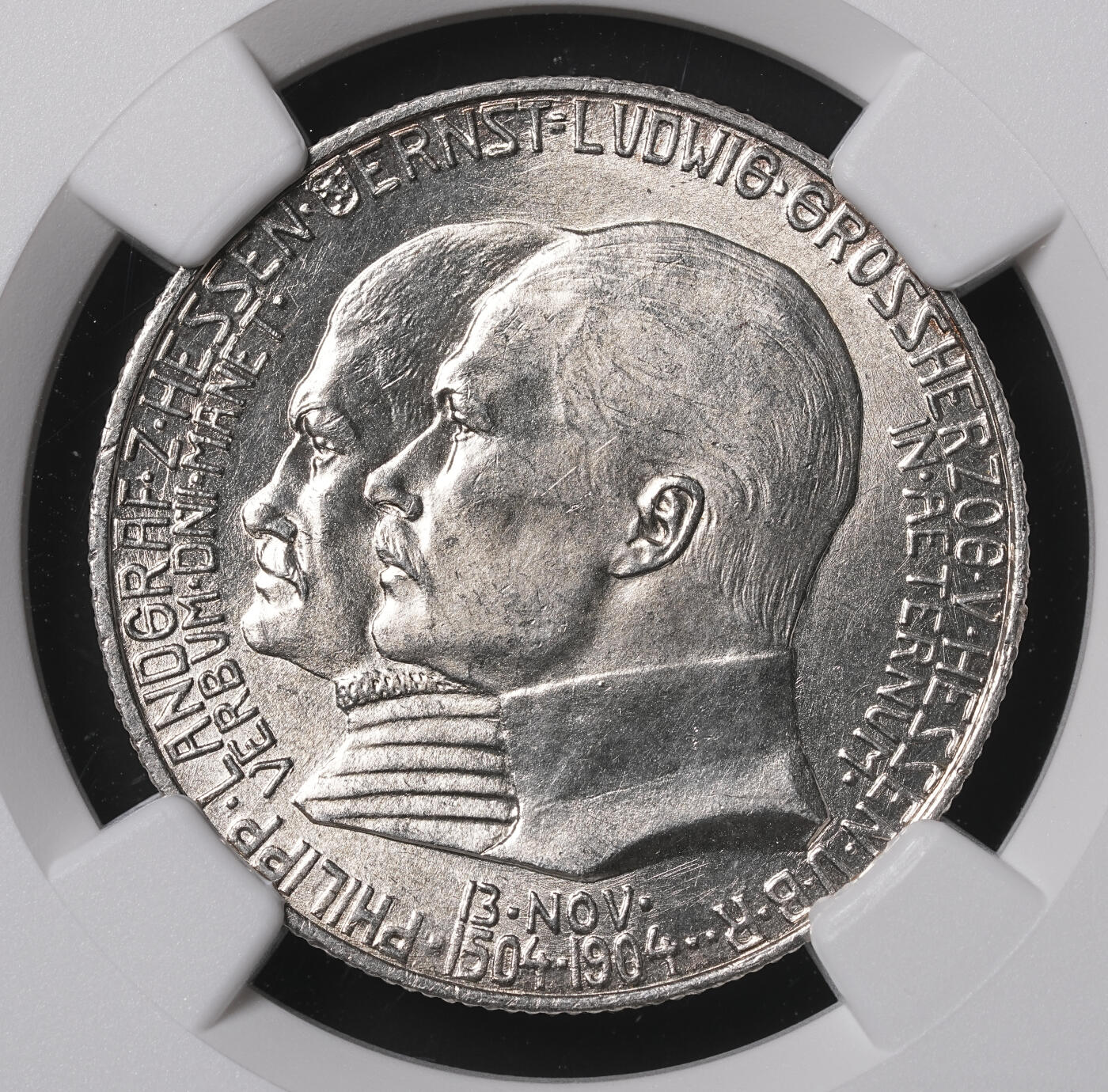 修遠堂世界钱币第四十六期 全场包邮 NGC MS65 1904年黑森-菲利普一世诞辰400周年2马克银币