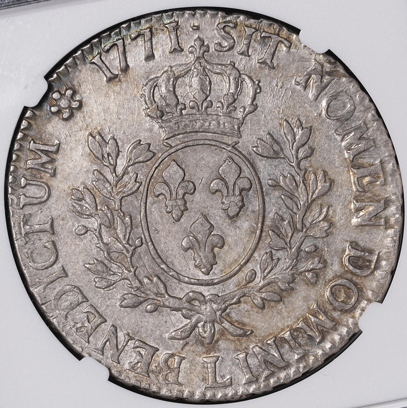 修遠堂世界钱币第四十六期 全场包邮 PCGS AU53 1771年法国1埃居大银币 路易十五头像 L厂铭
