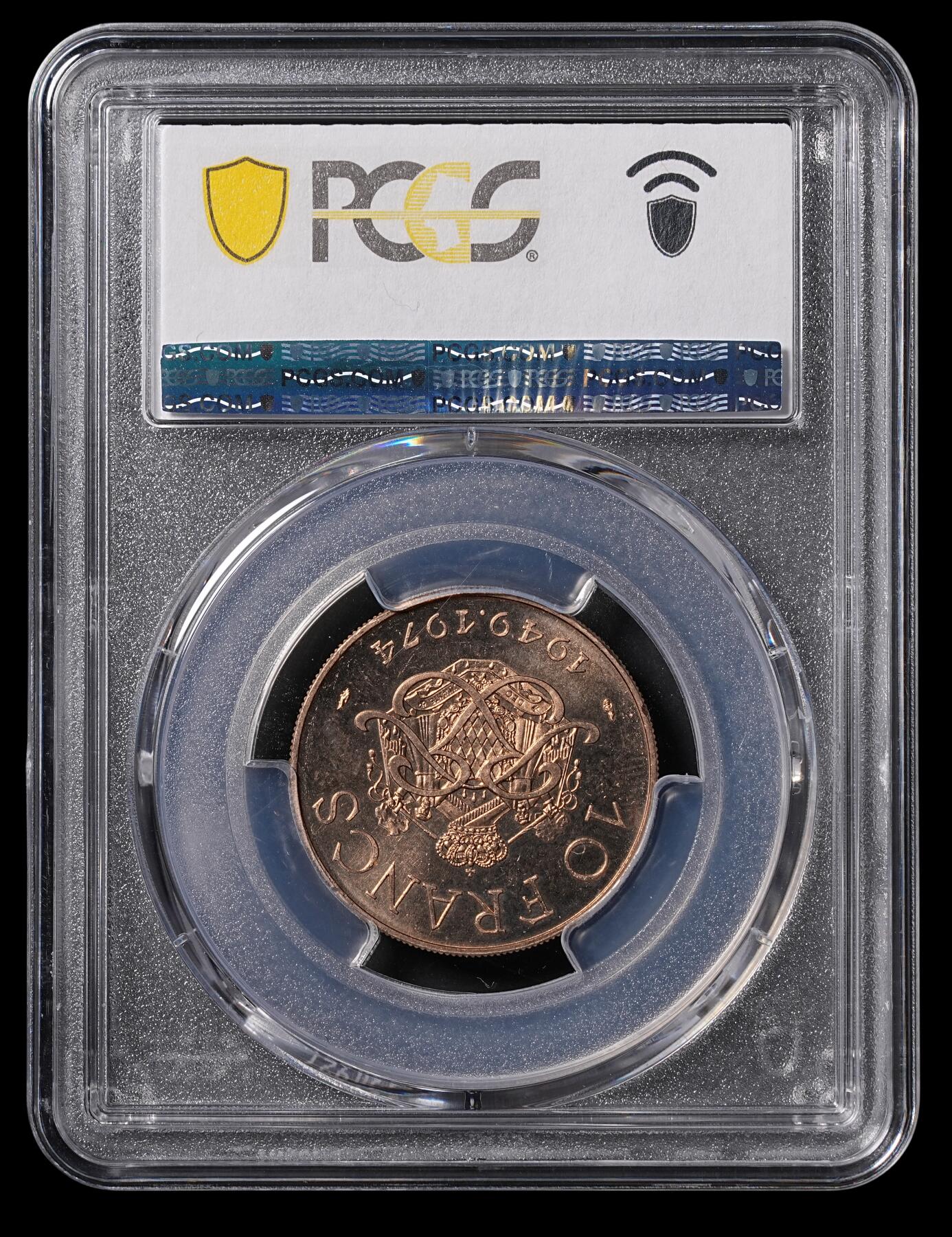 修遠堂世界钱币第四十六期 全场包邮 PCGS SP65 1974年摩纳哥国王执政25周年纪念10法郎样币 ESSAI
