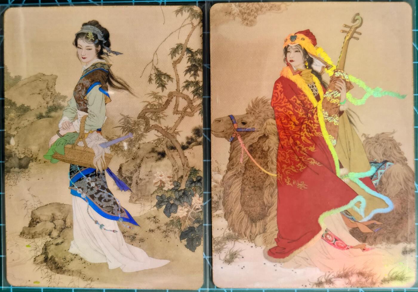 奇趣收藏卡牌拍卖第1场 启读文化项维仁绘四美图，古代四大美女4张，63*88mm