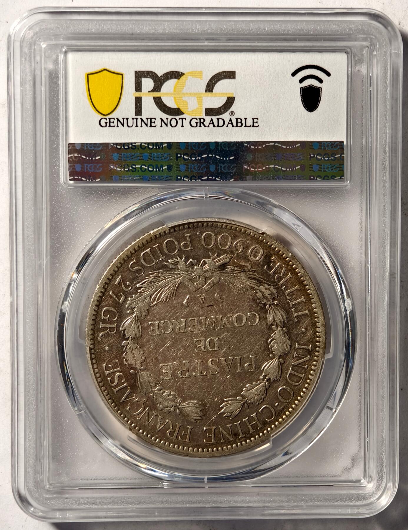 紫瑗钱币——第444期 法属印度支那 1898年 A版 坐洋 PCGS VF DETAIL
