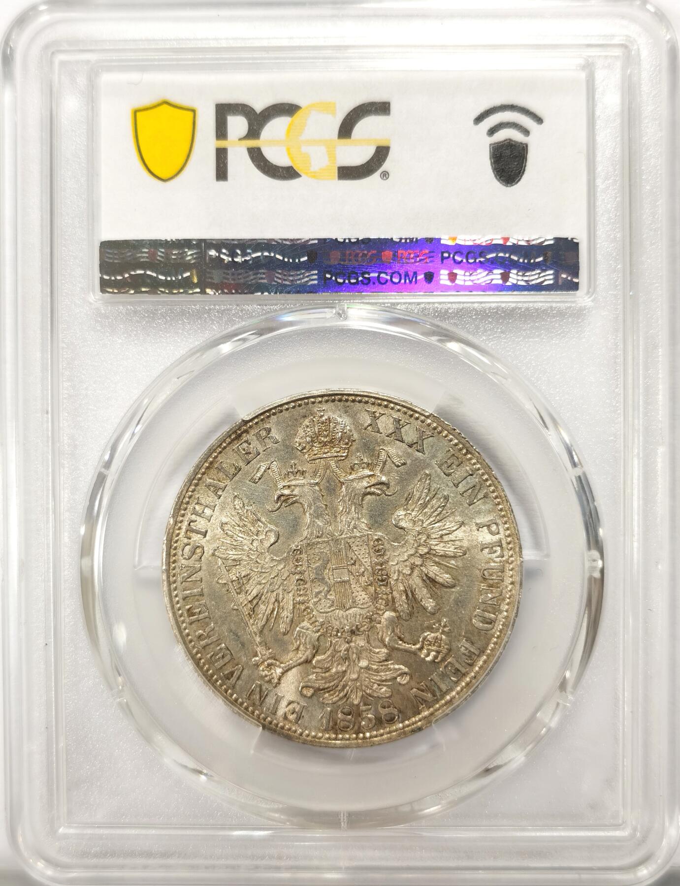 博洋堂世界钱币拍卖第098期（全场包邮） PCGS MS62 奥地利1858年约瑟夫一世流通1泰勒银币