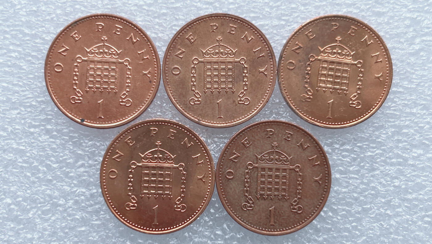 第一海外回流一元起拍收藏 散集专场 第135期 英国1便士硬币 5枚 好品