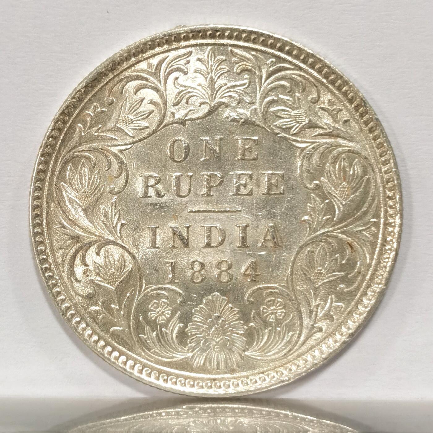 博洋堂世界钱币拍卖第098期（全场包邮） 印度1884年1卢比 早期年份 unc转光