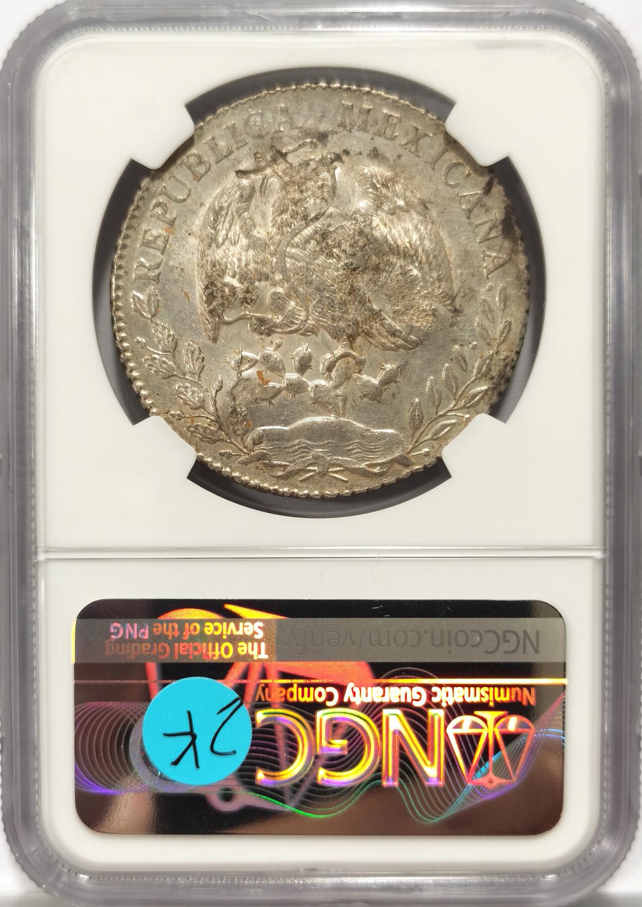 博洋堂世界钱币拍卖第098期（全场包邮） NGC XF 墨西哥1883年MO MH版花边鹰洋，XF明显低评，UNC底板，多个漂亮字戳