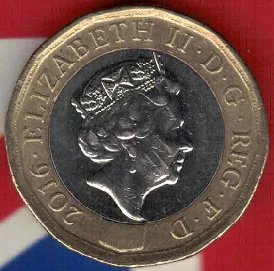 英国2016年1镑 纪念币 双金属 实物如图