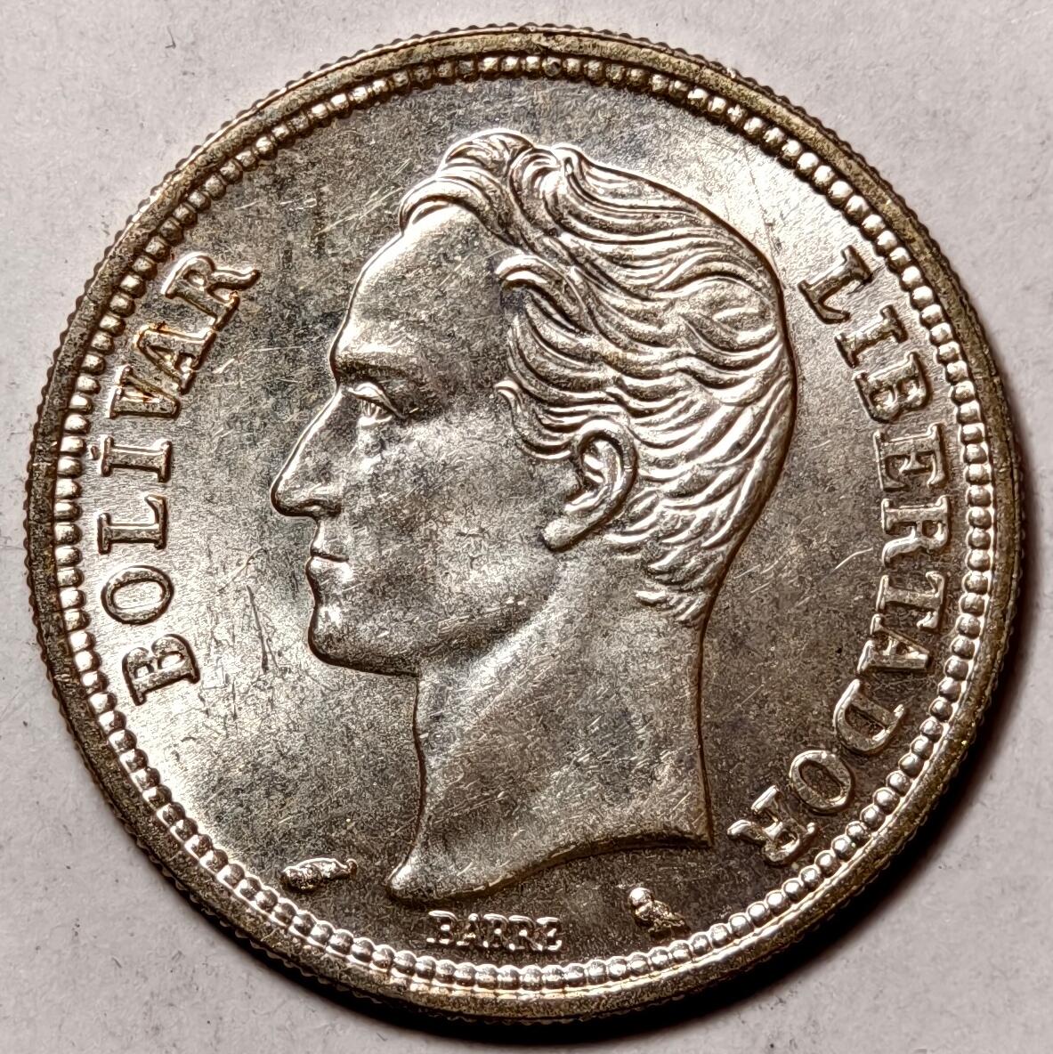 紫瑗钱币——第468期 委内瑞拉 1960年 1玻利瓦尔 5克 0.835银 UNC