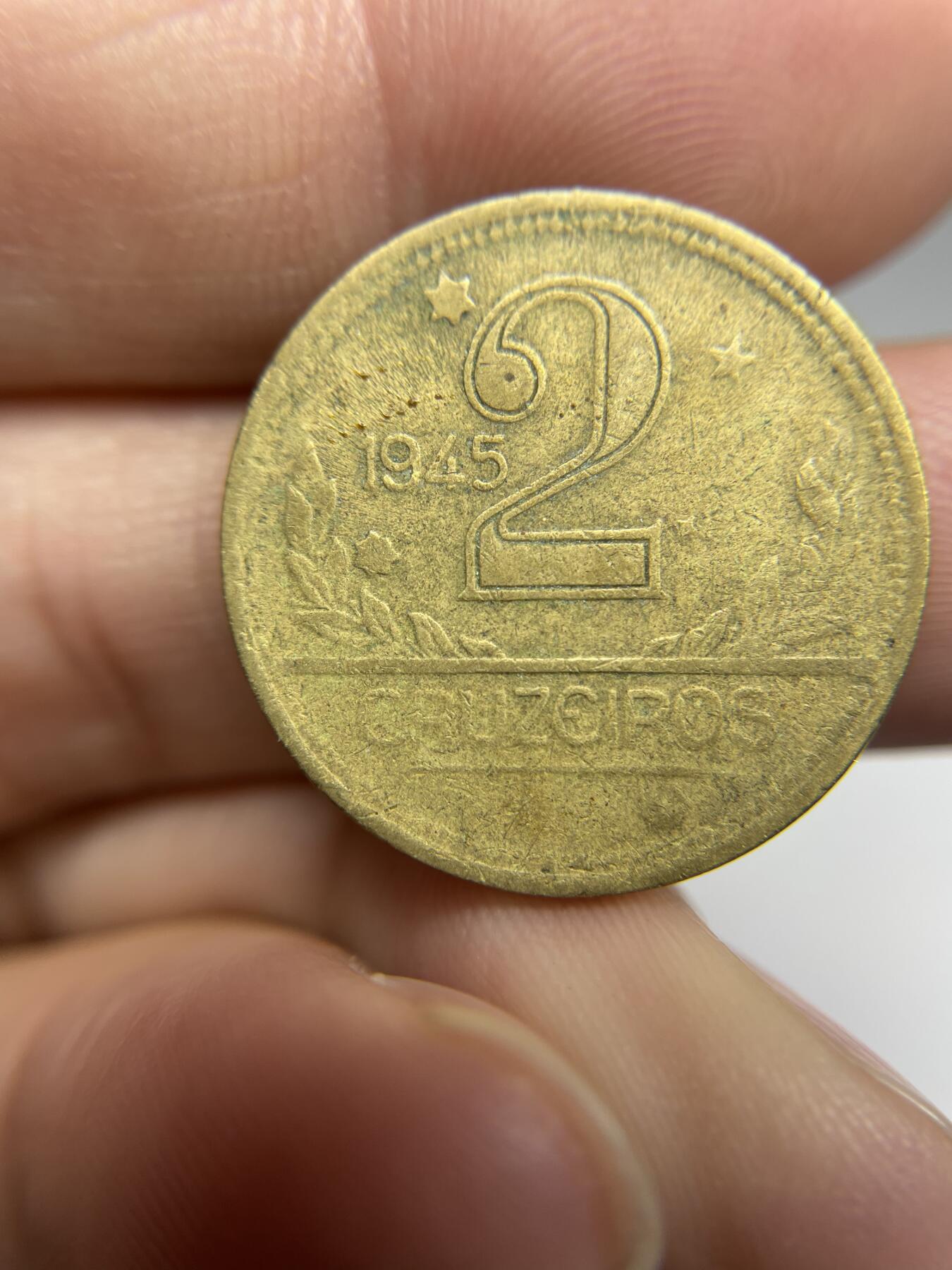每日一拍，2024年集古藏今外币拍卖第十七期-第6场—（总第166拍），可以寄存60天，满160元包邮。 1945年巴西2克鲁塞罗