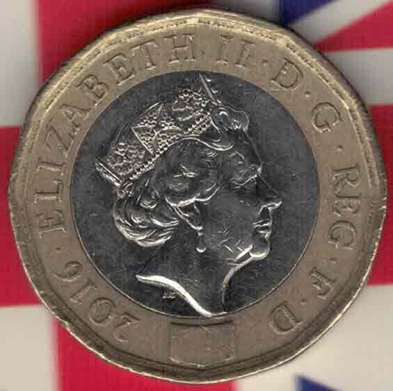 英国2016年1镑 纪念币 双金属 实物如图