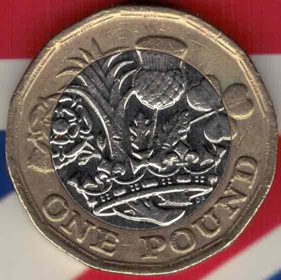 英国2016年1镑 纪念币 双金属 实物如图