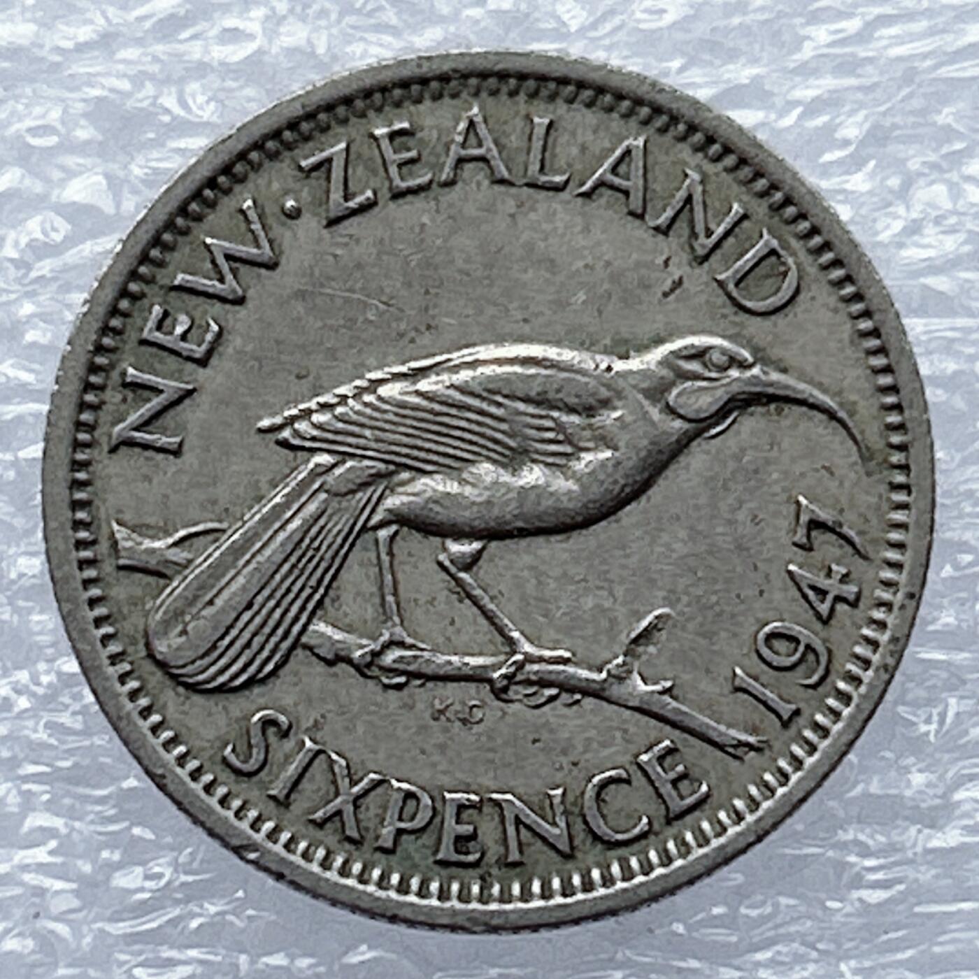 海外回流1元起拍小铺 各国钱币散币场 第18期 新西兰1947年6便士 乔治六世