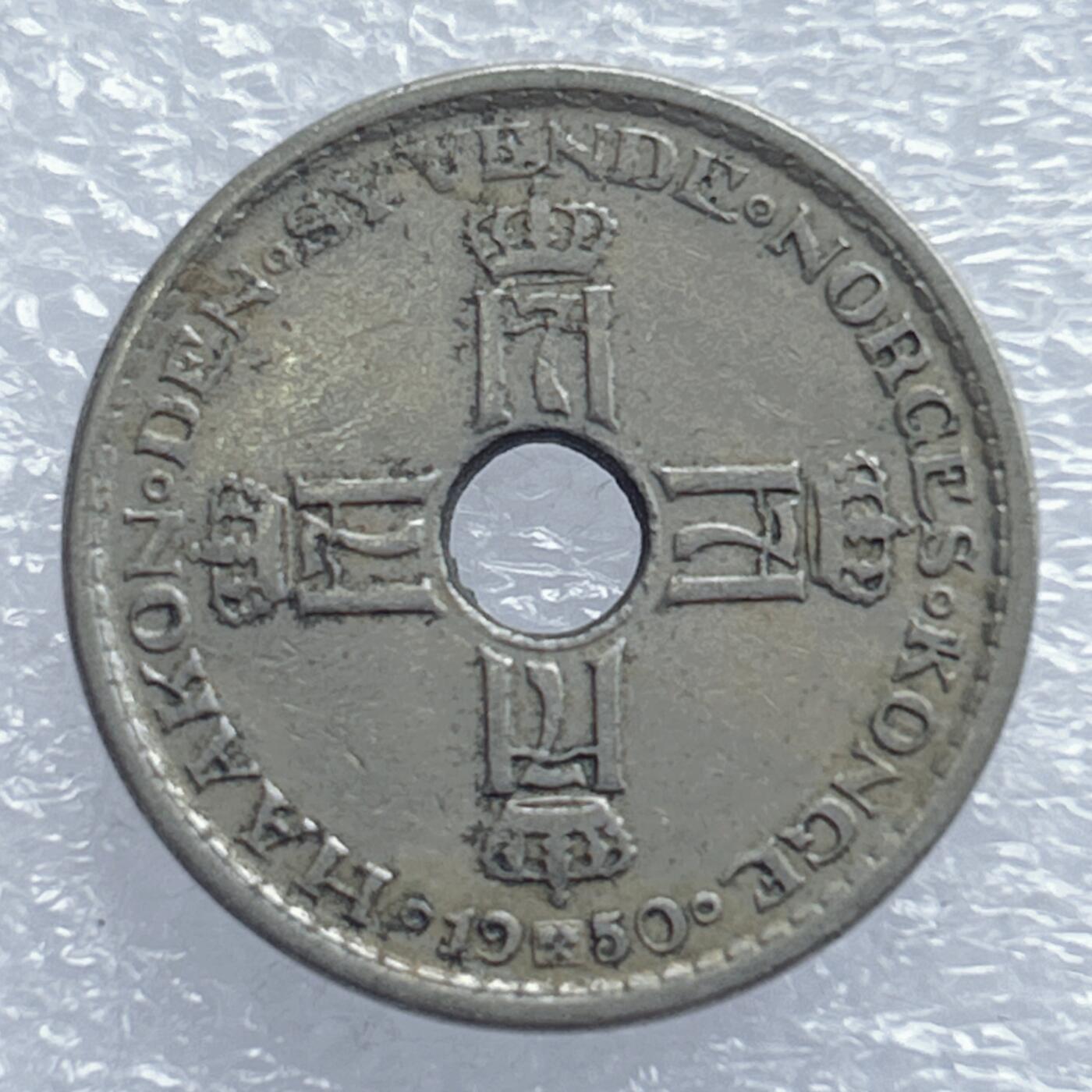 海外回流1元起拍小铺 各国钱币散币场 第18期 挪威1950年1克朗镍币硬币