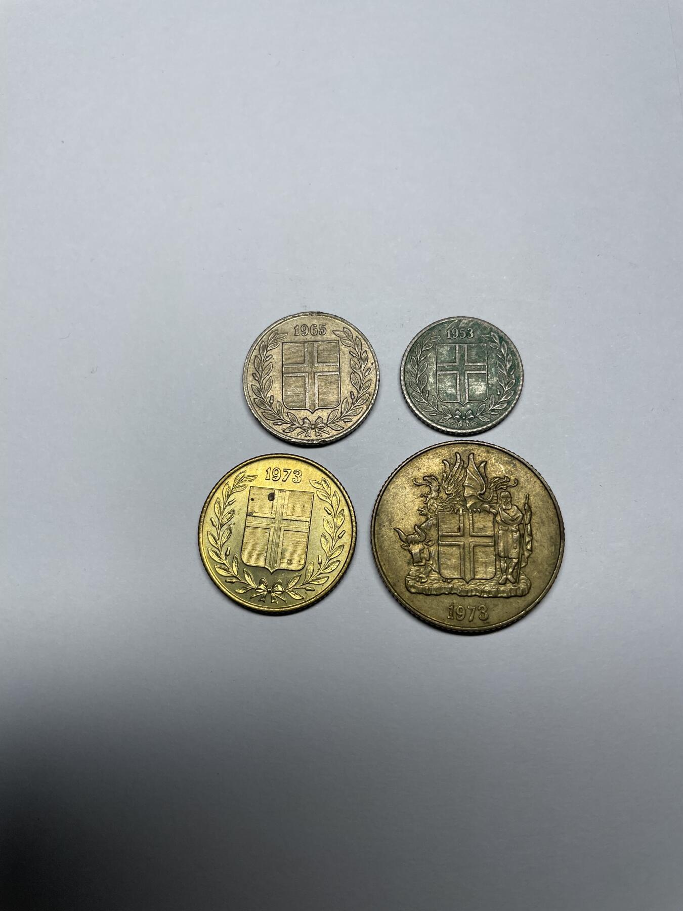 每日一拍，2024年集古藏今外币拍卖第十七期-第7场—（总第167拍），可以寄存60天，满160元包邮。 冰岛各面值4枚