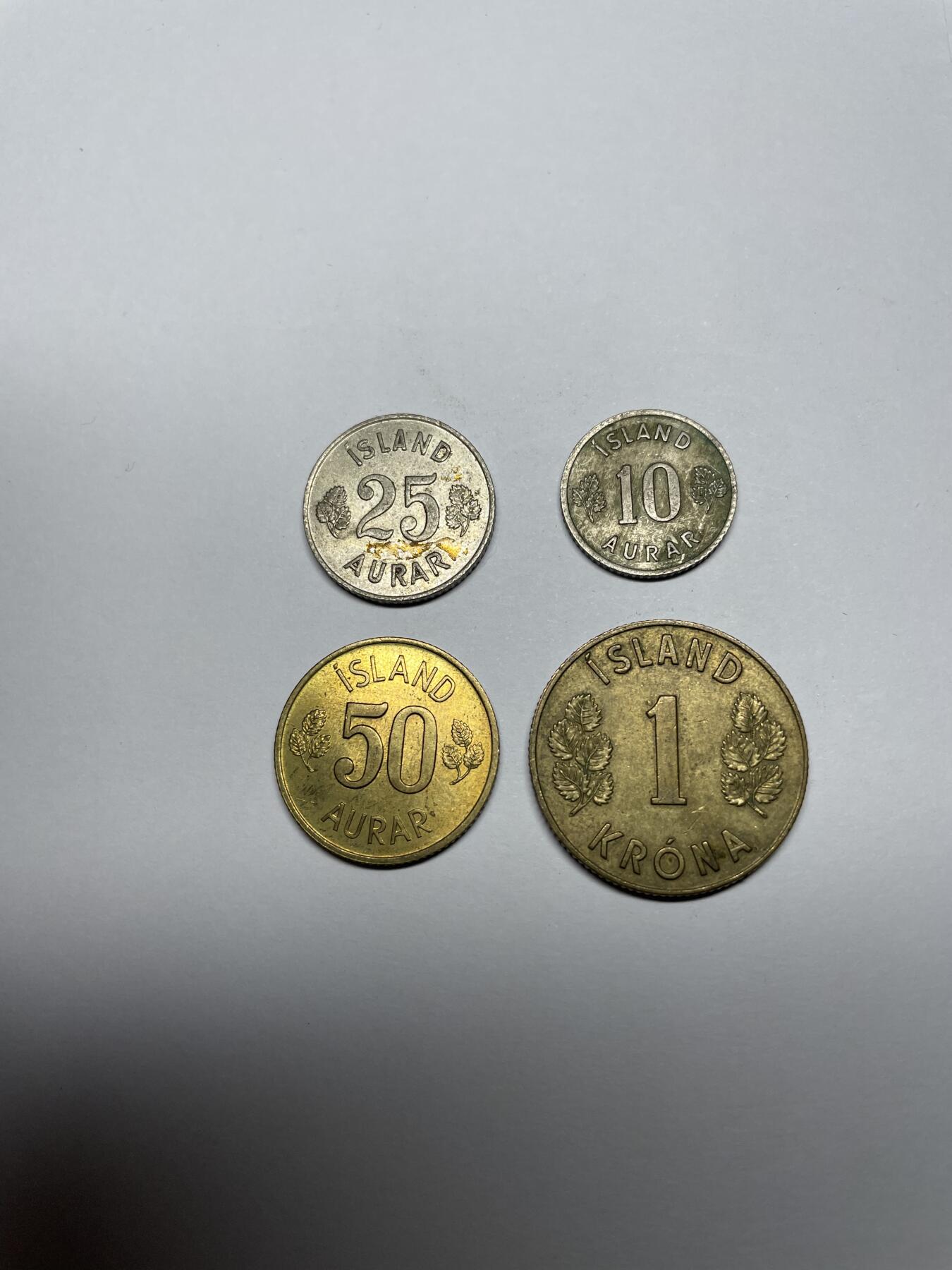 每日一拍，2024年集古藏今外币拍卖第十七期-第7场—（总第167拍），可以寄存60天，满160元包邮。 冰岛各面值4枚