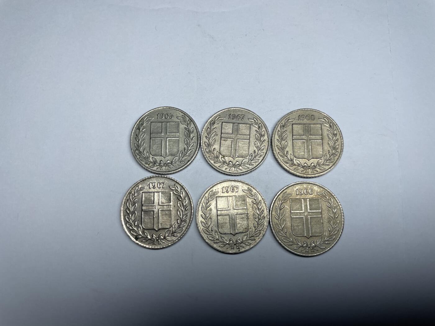 每日一拍，2024年集古藏今外币拍卖第十七期-第7场—（总第167拍），可以寄存60天，满160元包邮。 冰岛25奥拉6枚
