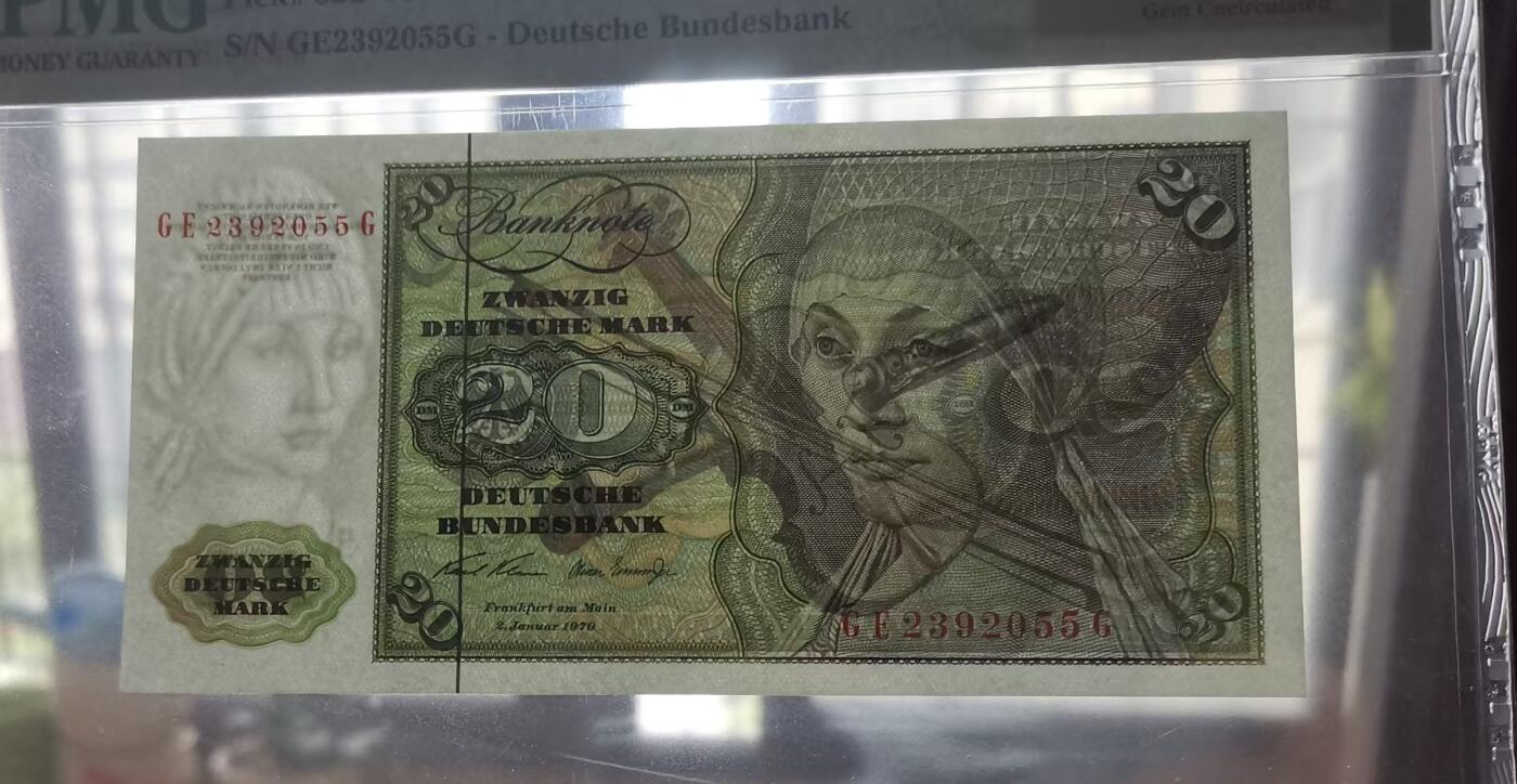 德国1970年20马克纸币全新品PMG66EPQ