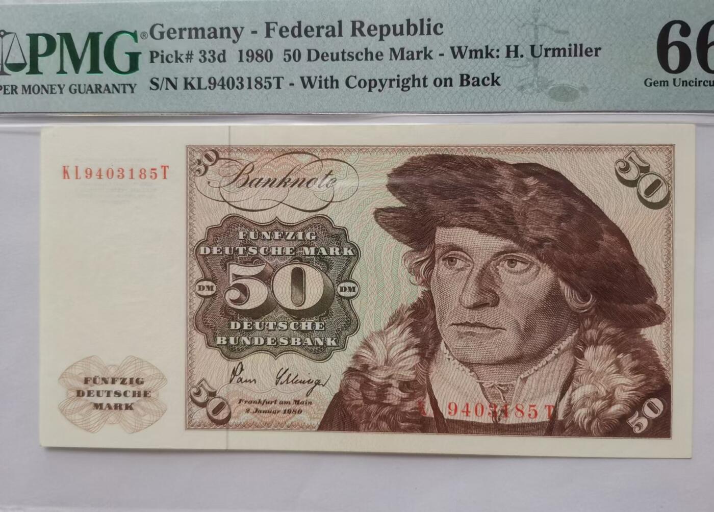 德国1980年50马克纸币全新品OMG66EPQ