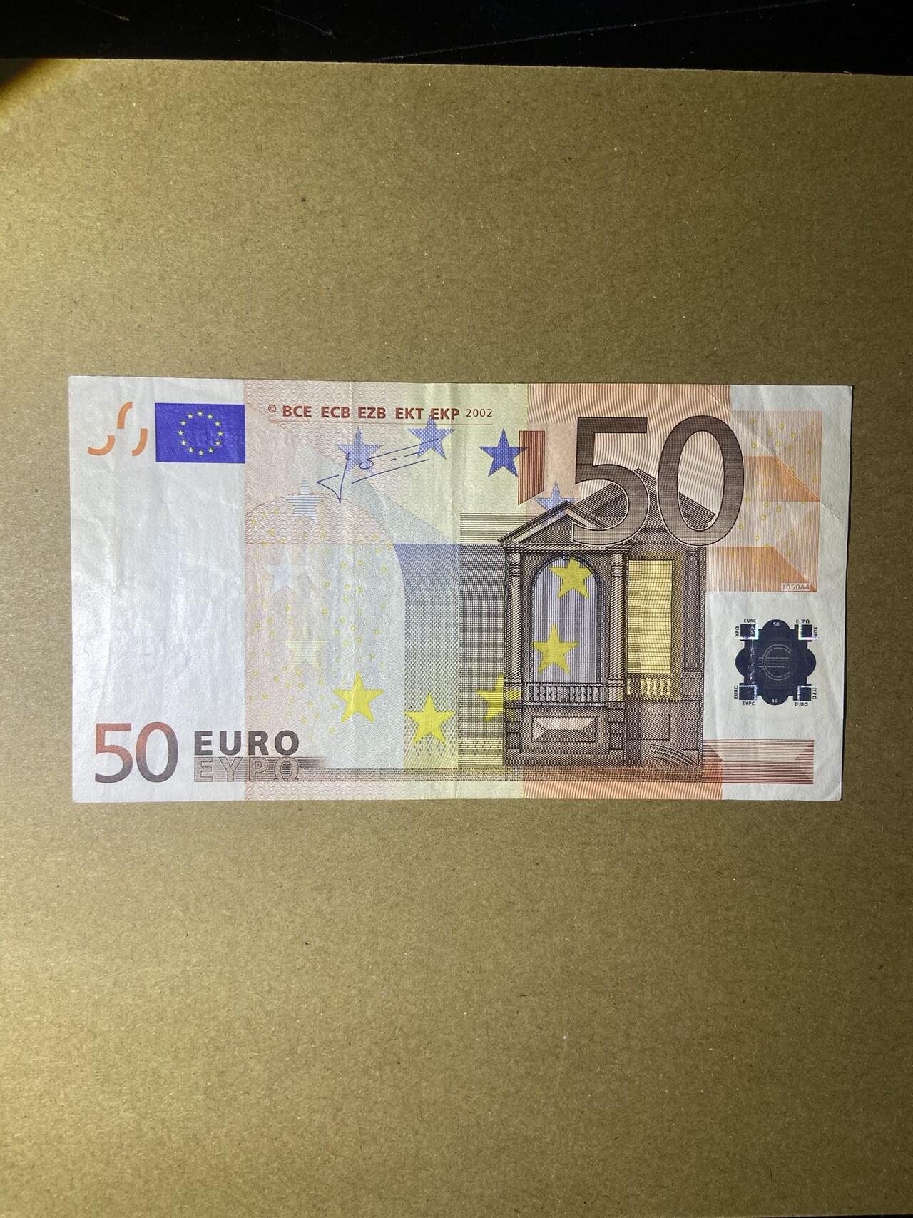 【炜奕收藏】，第十八期 50欧元2签，流通品相