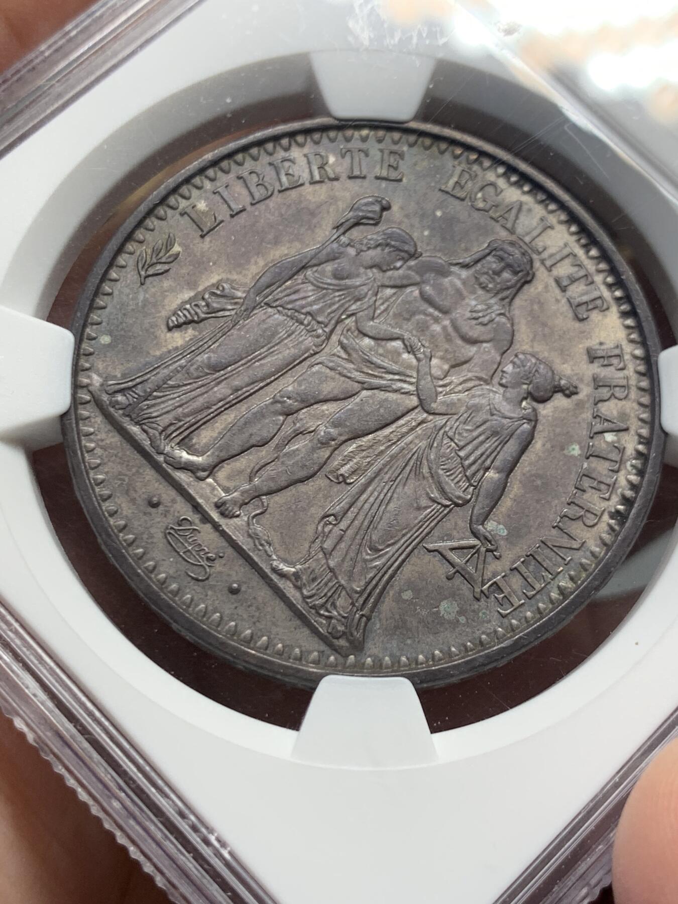 《竞宝斋》第325场 周日，周一，2场连拍 （全场包邮） NGC MS63 法国1965年大力神10法郎银币 收藏佳品