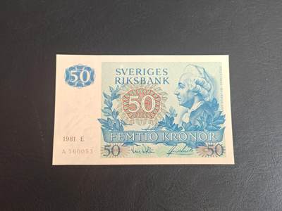 瑞典 50克朗 纸币 1981年A冠 全新UNC - 瑞典 50克朗 纸币 1981年A冠 全新UNC