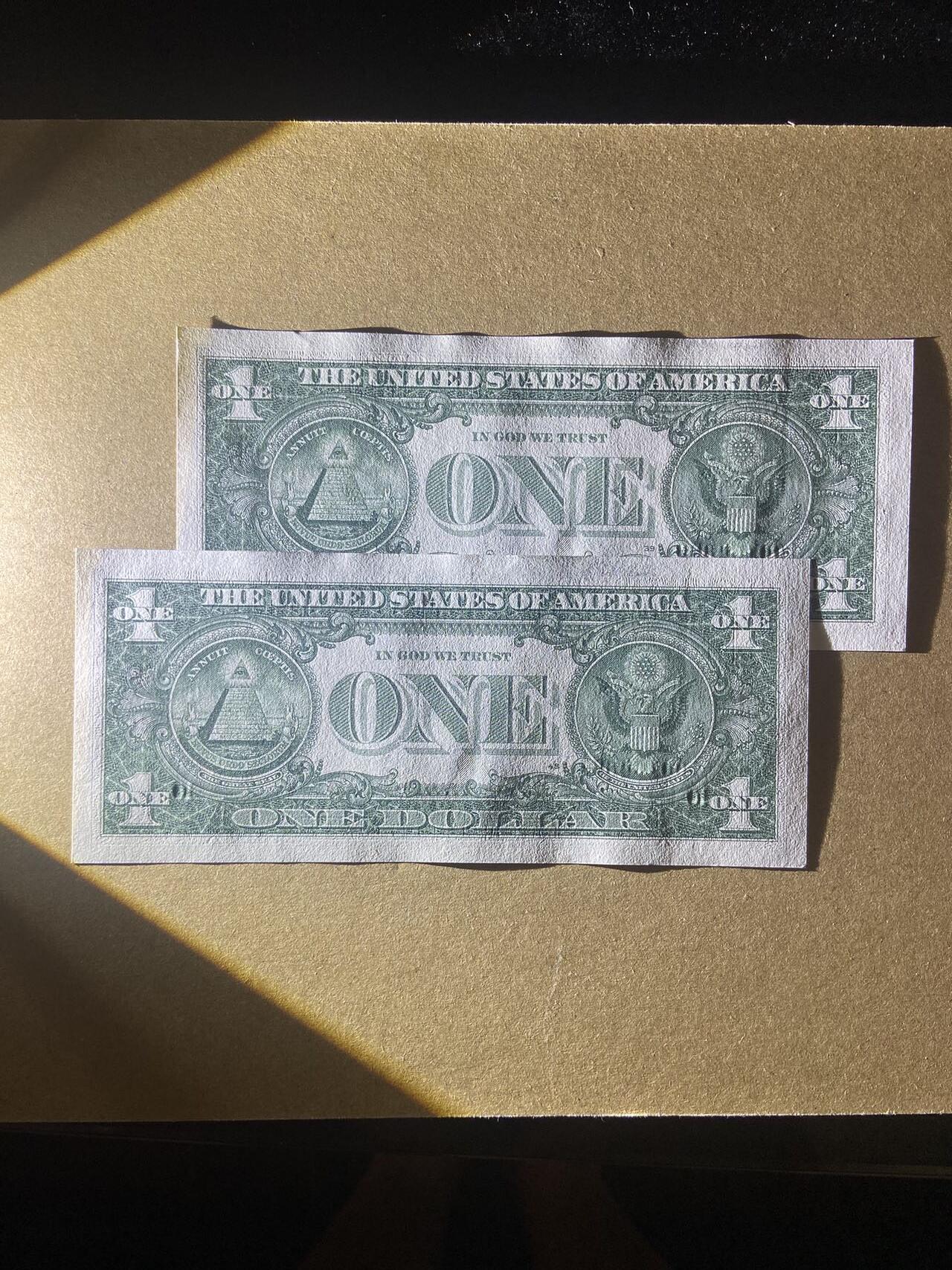 【炜奕收藏】，第十八期 1美元星补2连号，UNC品相