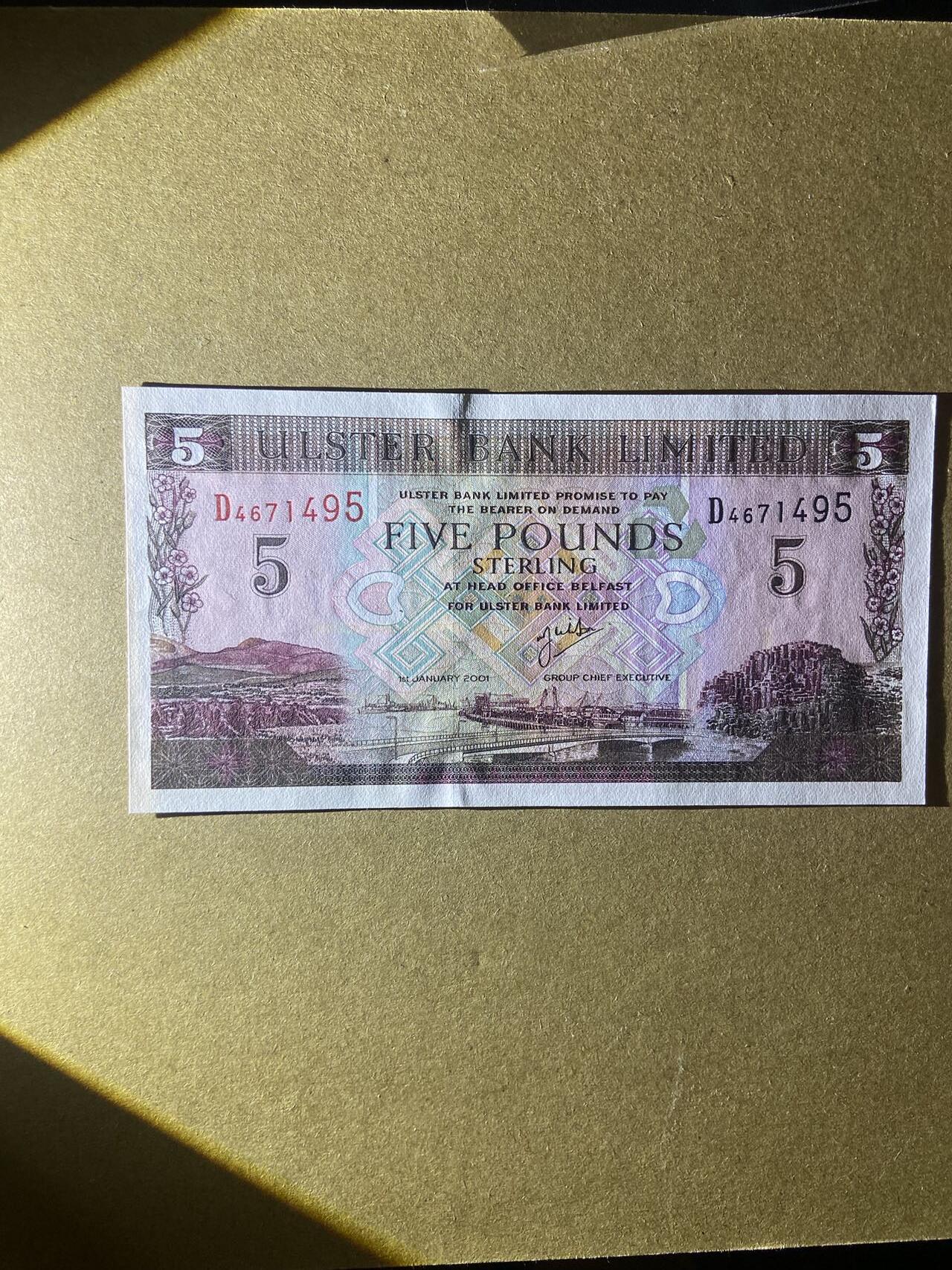 【炜奕收藏】，第十八期 北爱尔兰阿尔斯特银行5磅，UNC品相