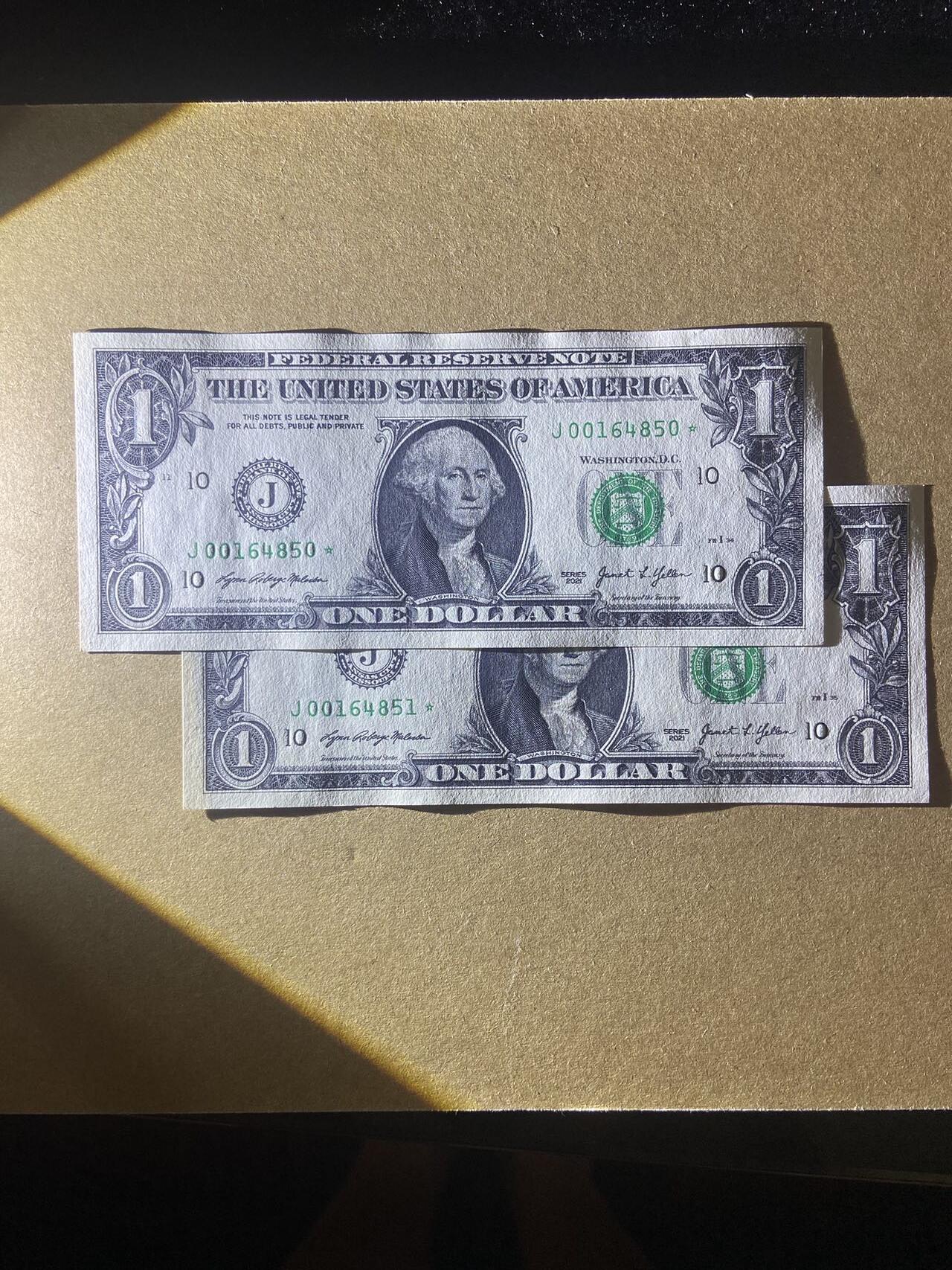 【炜奕收藏】，第十八期 1美元星补2连号，UNC品相