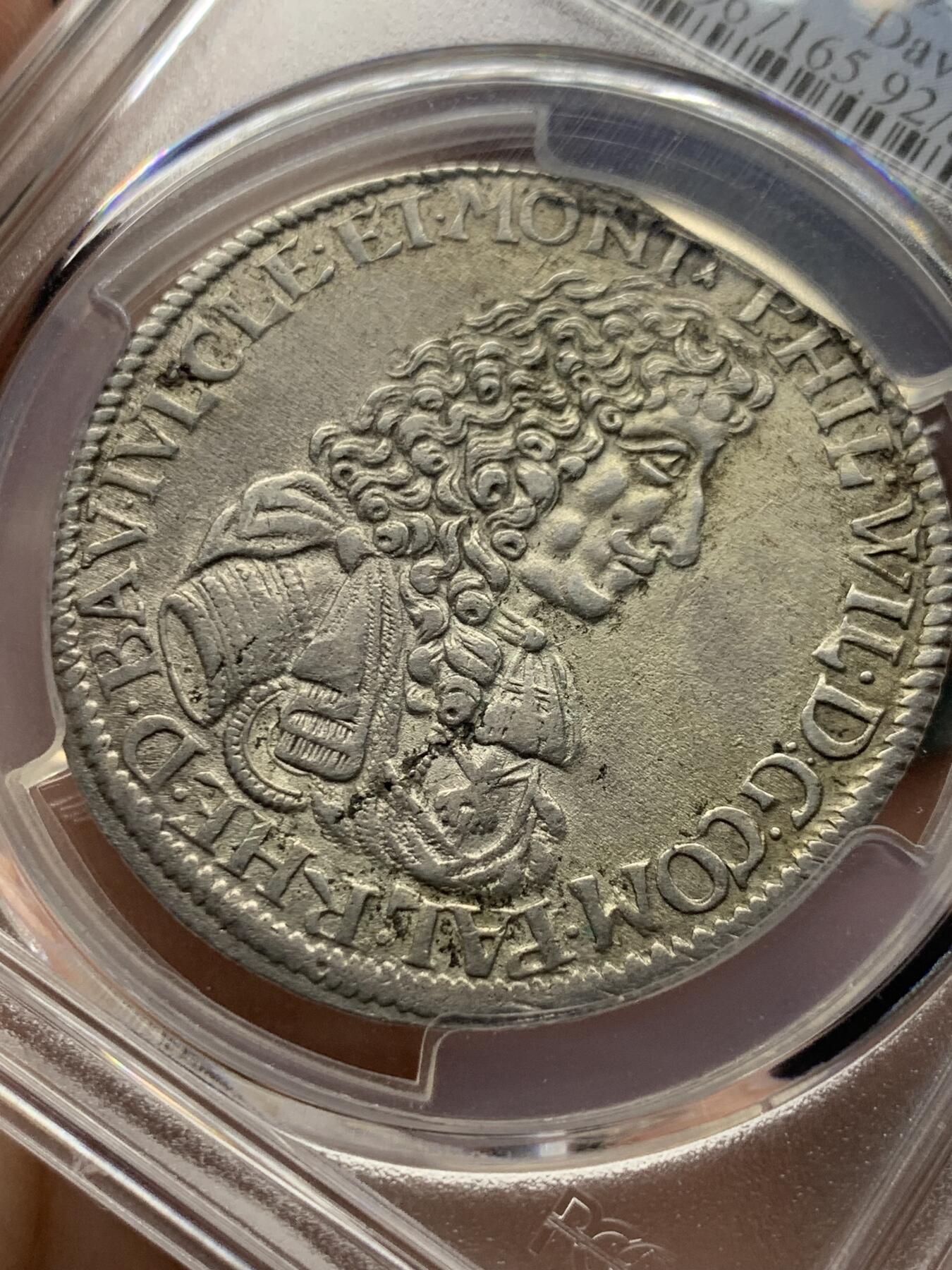 《竞宝斋》第325场 周日，周一，2场连拍 （全场包邮） PCGS UNC 德国 1675年 普法尔茨-诺伊堡公国  60克鲁泽银币 早期少见品种