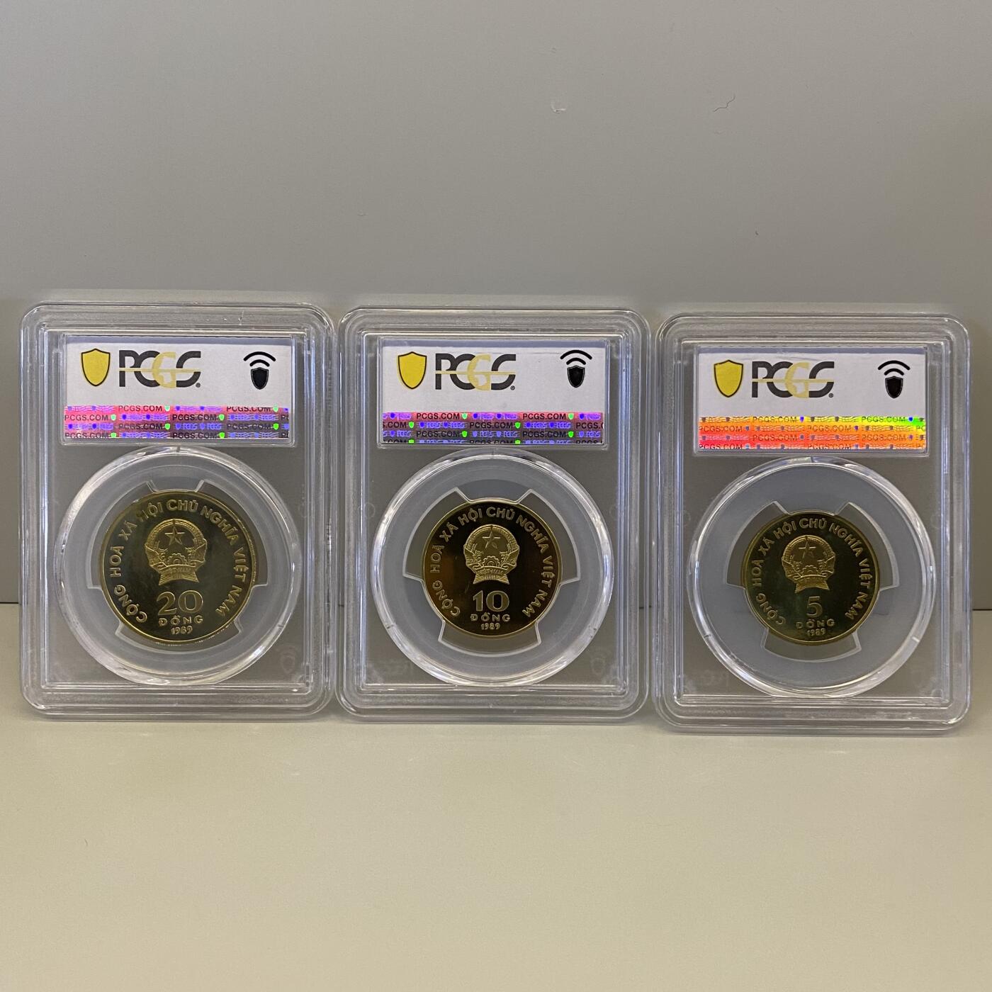 越南1989年胡志明 塔楼 凤凰三枚国宾铜币纪念币 20 10 5dong PCGS67 68 67好品难得 越南1989年胡志明 塔楼 凤凰三枚国宾铜币纪念币 20 10 5dong PCGS67 68 67好品难得
