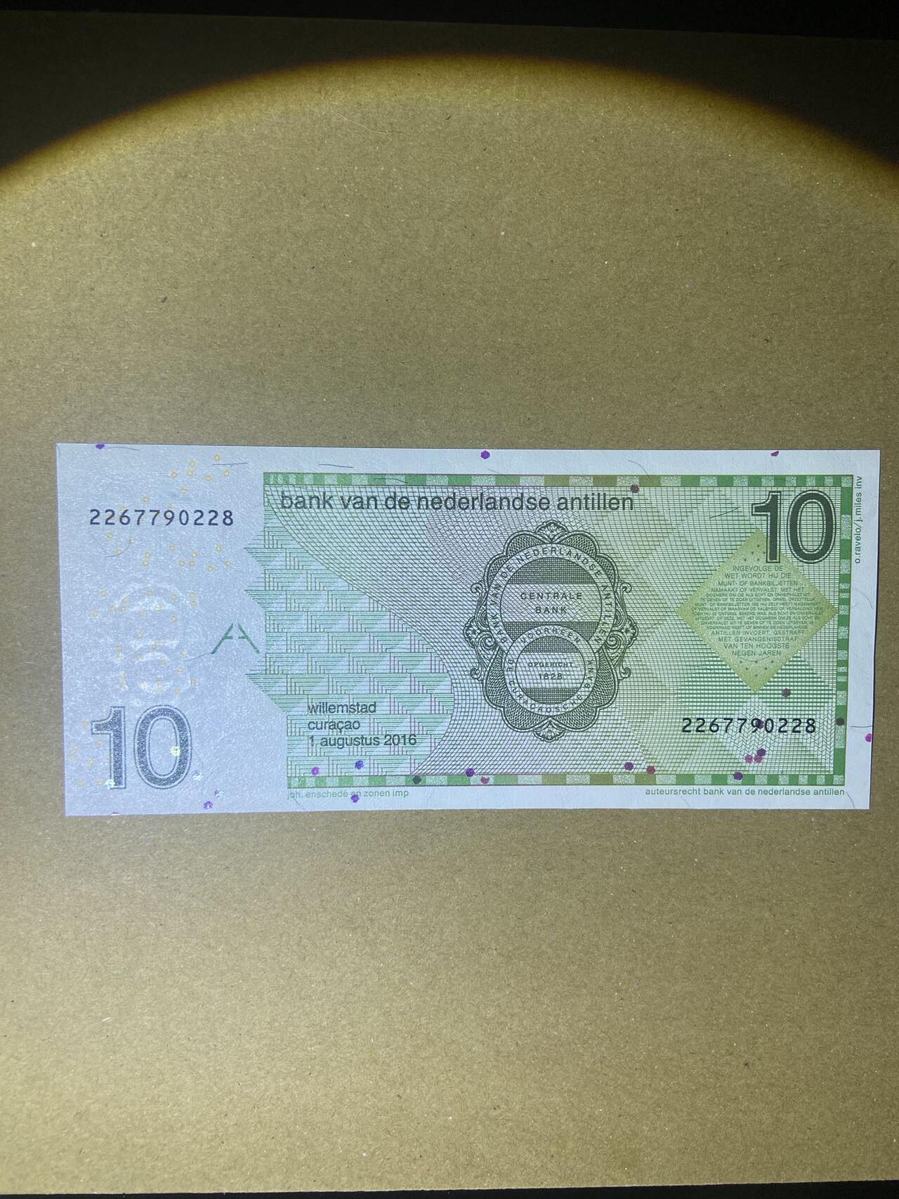 【炜奕收藏】，第十八期 荷属安的列斯10盾，UNC品相