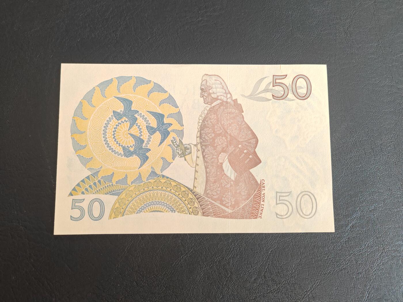 瑞典 50克朗 纸币 1981年A冠 全新UNC