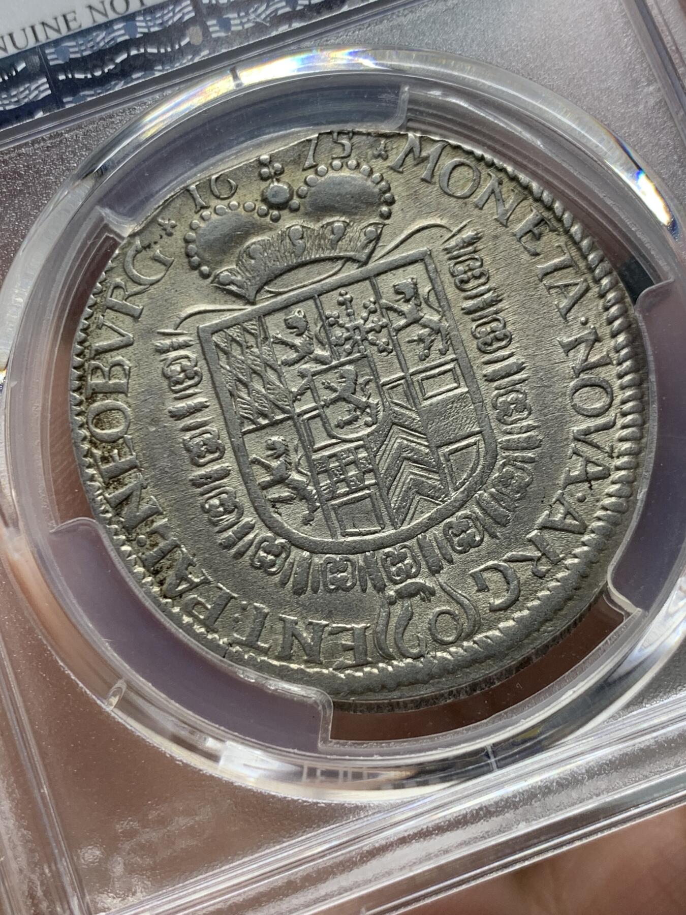 《竞宝斋》第325场 周日，周一，2场连拍 （全场包邮） PCGS UNC 德国 1675年 普法尔茨-诺伊堡公国  60克鲁泽银币 早期少见品种
