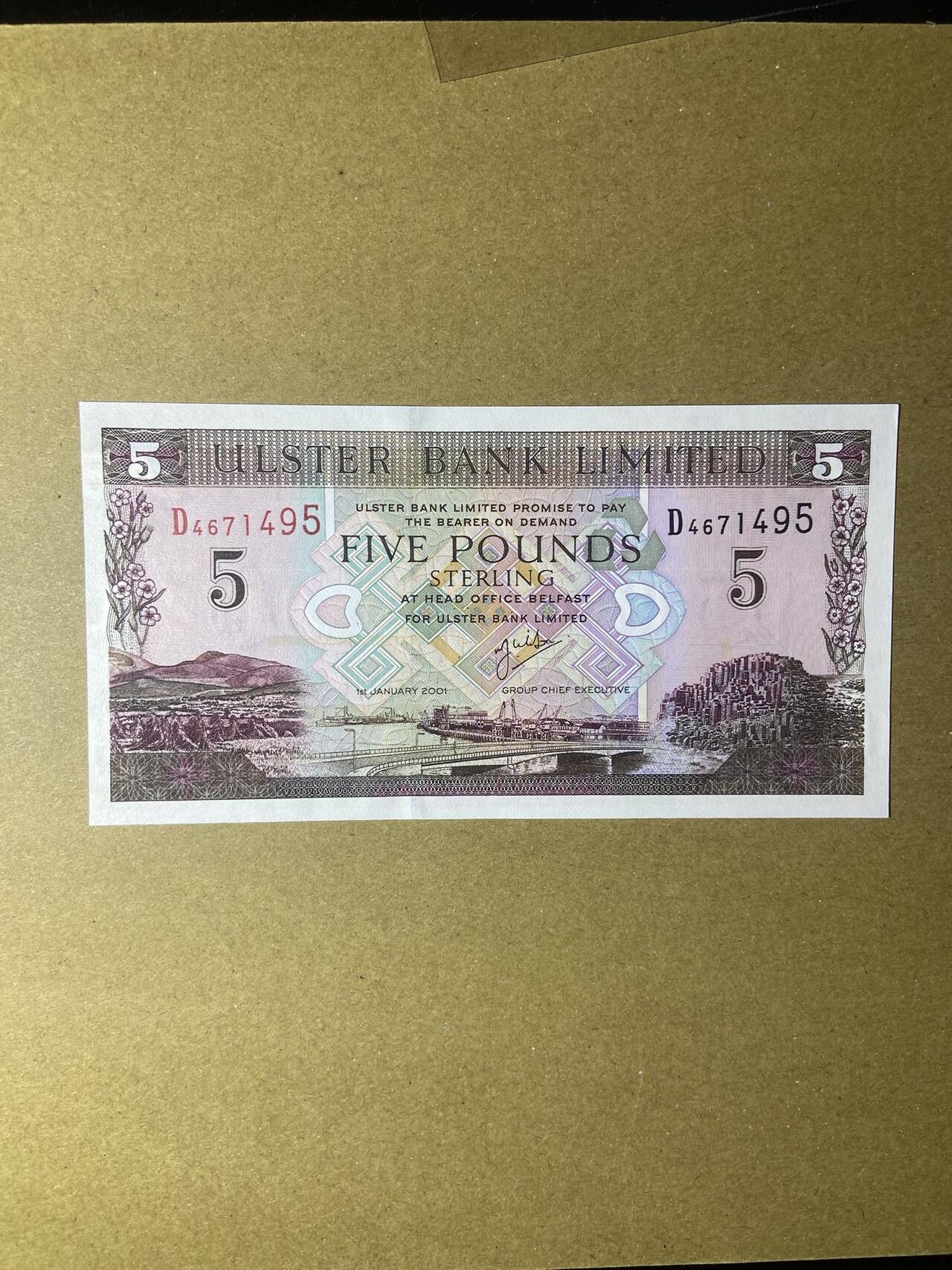 【炜奕收藏】，第十八期 北爱尔兰阿尔斯特银行5磅，UNC品相